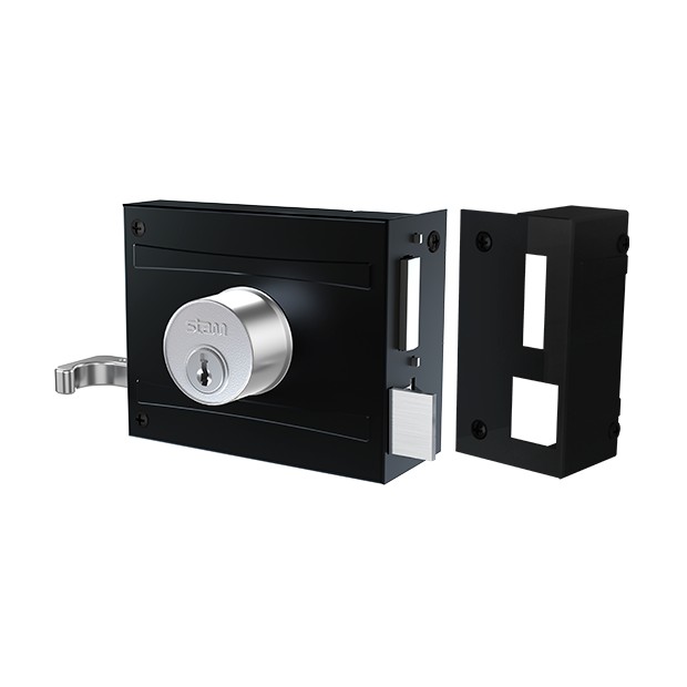 Fechadura 701/100 Preto Fosco Espelho Inox