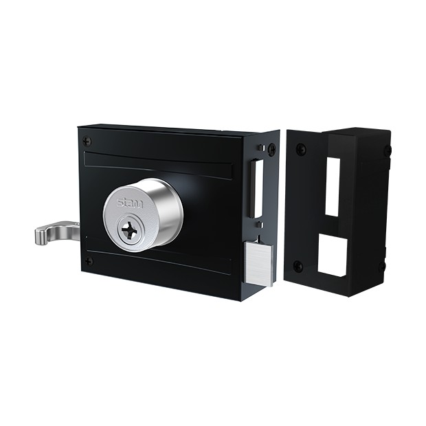 Fechadura 1701/100 Tetra Preto Fosco Espelho Inox