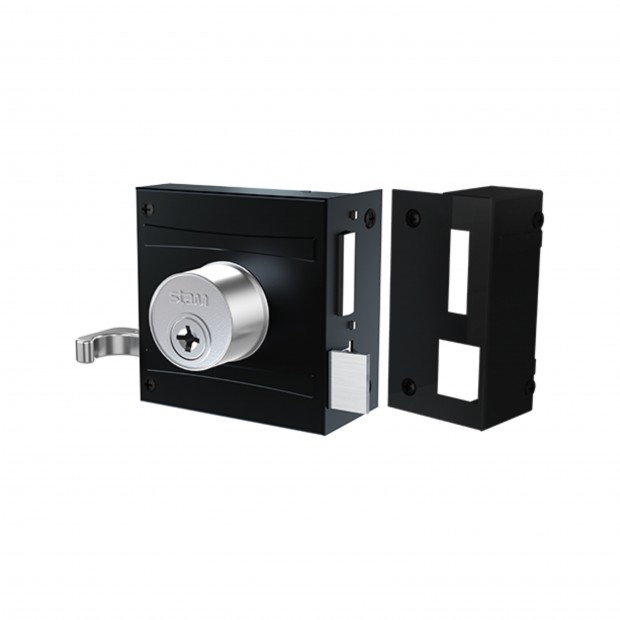 Fechadura 1701/80 Tetra Preto Fosco Espelho Inox