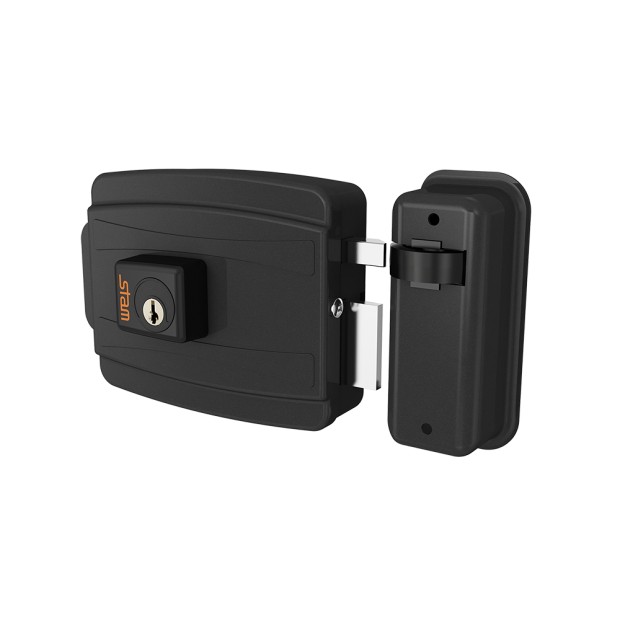 Fechadura Eletrica Cilindro 40mm Abre Para Dentro Externa Preto Fosco
