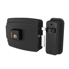 Fechadura Eletrica Cilindro 80mm Abre Para Fora Externa Preto Fosco