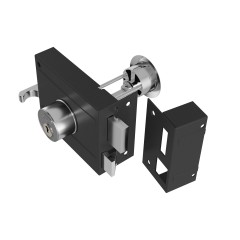 Fechadura 701/100 Preto Fosco Espelho Inox Com Prolongador
