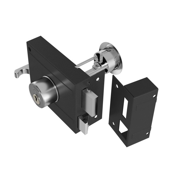 Fechadura 701/100 Preto Fosco Espelho Inox Com Prolongador