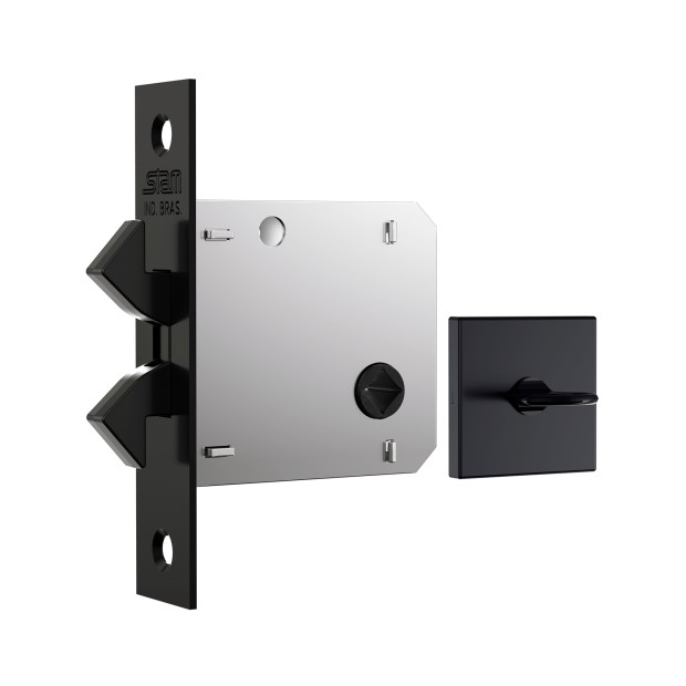 Fechadura 1006s WC Fano Roseta Quadrada 1 Preto Fosco