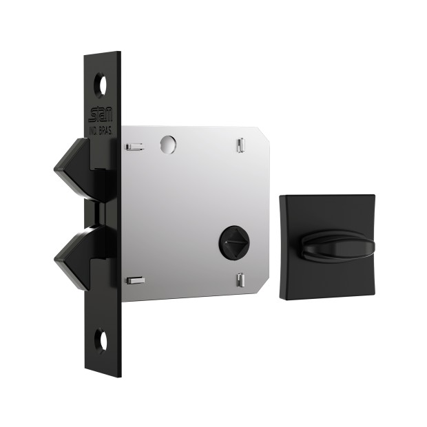 Fechadura 1006s WC Classic Roseta Quadrada Black