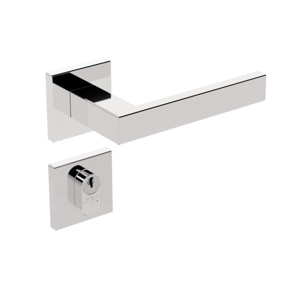 Fechadura ix290 Broca 40 mm Roseta Quadrada 1 Inox Polido Externa