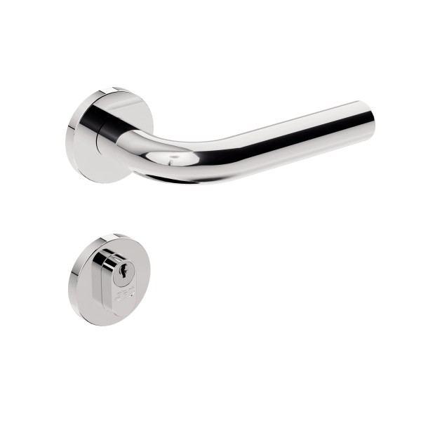 Fechadura ix310 Broca 40 mm Roseta Redonda Inox Polido Externa