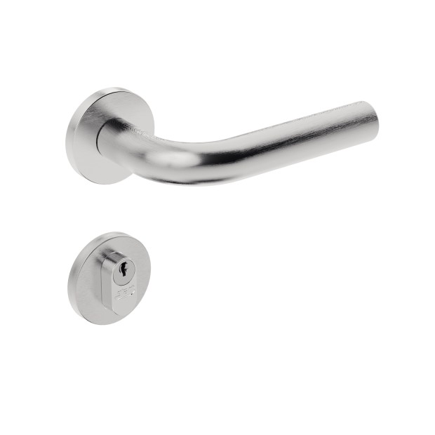 Fechadura ix310 Broca 40 mm Roseta Redonda Inox Escovado Externa