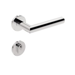 Fechadura ix410 Broca 40 mm Buzios 74 mm Roseta Redonda Inox Polido Externa