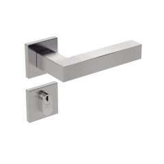 Fechadura ix420 Broca 40 mm Buzios 74 mm Roseta Quadrada 1 Inox Escovado Externa