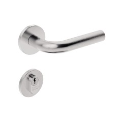 Fechadura ix310 Broca 55 mm Buzios 85 mm Roseta Redonda Inox Escovado Externa