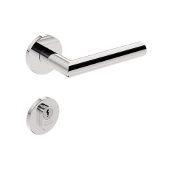 Fechadura ix410 Broca 55 mm Buzios 85 mm Roseta Redonda Inox Polido Externa