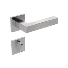 Fechadura ix420 Broca 55 mm Roseta Quadrada 2 Inox Escovado Banheiro
