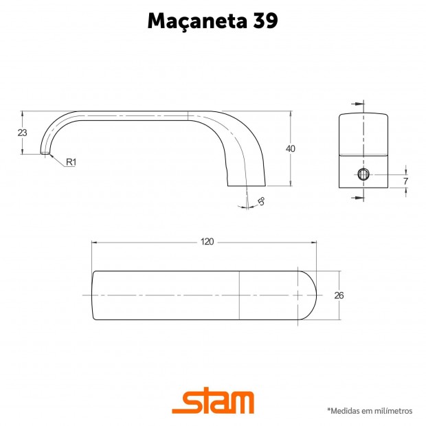 Fechadura 803/39 Roseta Quadrada 1 Gorje Externa Oxidado E-Coat