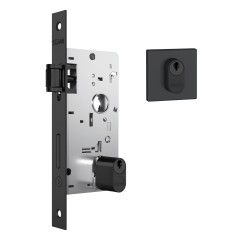 Fechadura 803 Rolete Roseta Quadrada 1 Preto Fosco
