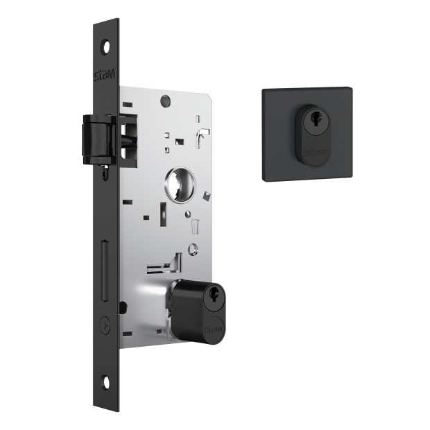 Fechadura 803 Rolete Roseta Quadrada 1 Preto Fosco