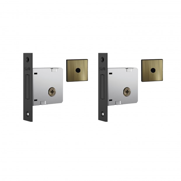 Fechadura 1004 Par Roseta Quadrada 1 Tetra Externa Antique E-Coat Enc