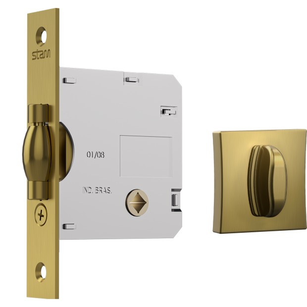 Fech. 1025 T. Rolete Ros. Quadrada Wc - Dourado Escovado